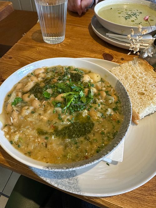 Bean stew (I think it was supposed to have vegan feta, but they had run out). The herby drizzle was amazing at Café Bouchère  in Pickering