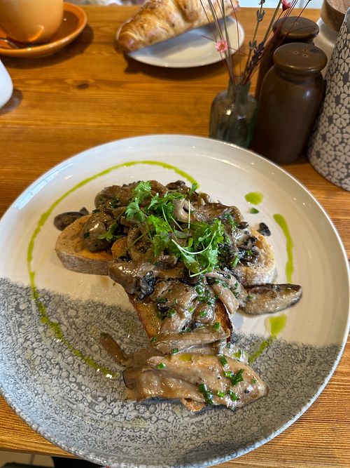 Creamy mushrooms on toast.  at Café Bouchère  in Pickering