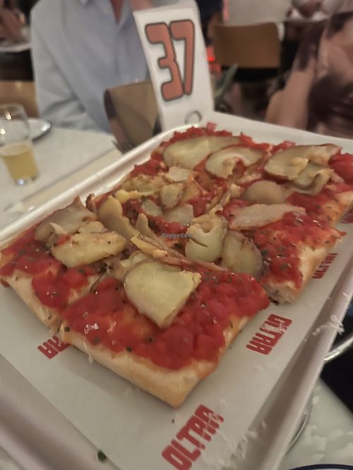 Red pizza w potatoes  at poor Tom’s  in Marrickville