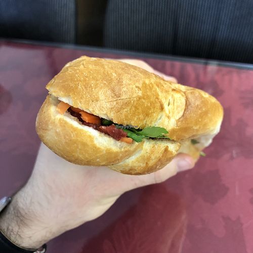 Sandwich Banh Mi Végé BBQ at Petit Marche Vege in Montreal