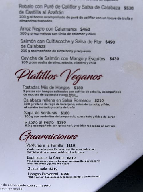 Menu  at Estoril y Murasaki in Guanajuato