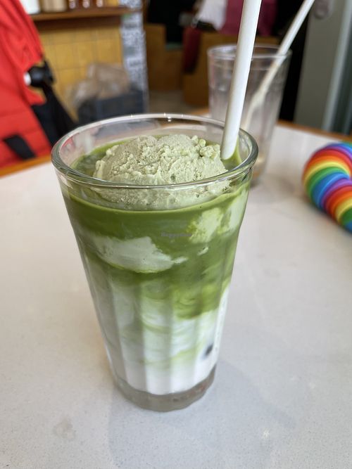 Matcha float - matcha latte with pistachio gelatoo  at Play with Years - 素年 in Kowloon