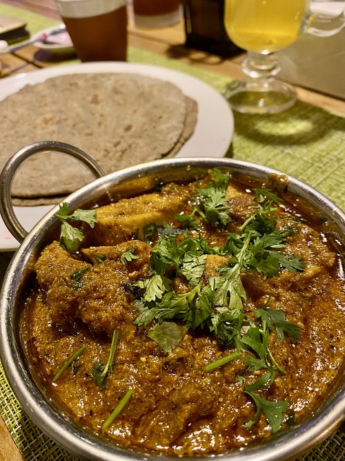 Vegan butter tofu masala with buckwheat chapatis  at The Old Vegan Central in Kathmandu