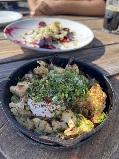 Cauliflower and beet salad  at Gourmet Au Bay in Bodega Bay