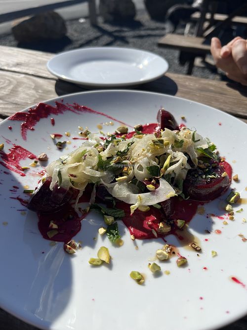 Beet salad with shaved fennel   at Gourmet Au Bay in Bodega Bay