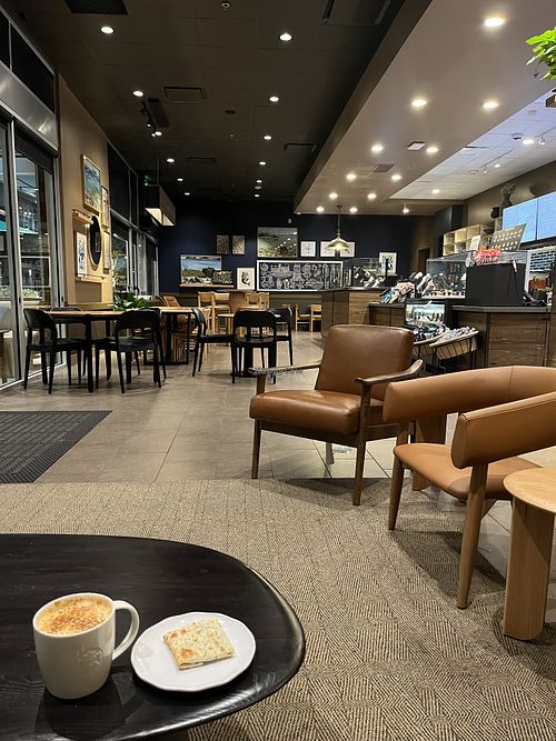 Pumpkin spice latte and Spicy Falafelpocket  at Starbucks  in Long Beach
