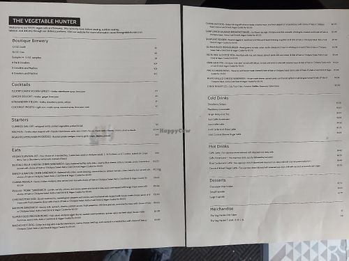 Menu at The Vegetable Hunter Cafe and Boutique Brewery in Harrisburg