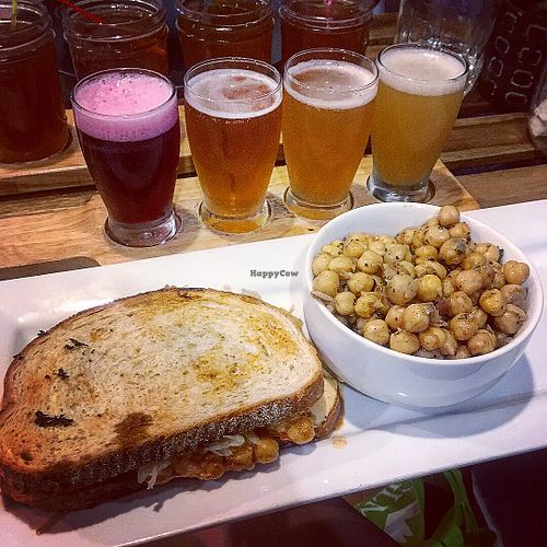 Ruben and a flight of beer  at The Vegetable Hunter Cafe and Boutique Brewery in Harrisburg