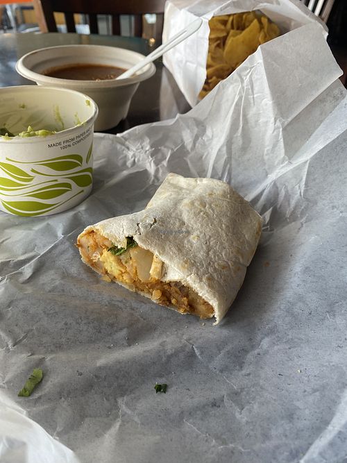 Food All in Composable Ware (Pro/Con)  Shorty Burrito Half  at El Borracho - Pike Place Market in Seattle