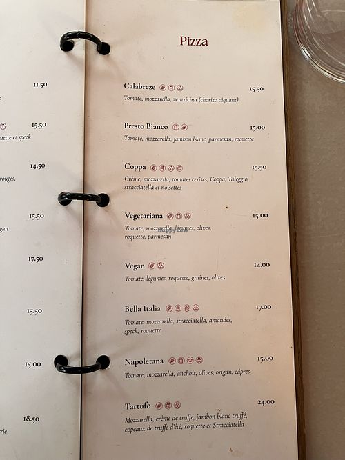Menu pizzaa  at Trattoria Della Nonna in Nouvelle-aquitaine