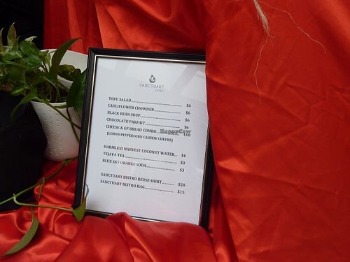 Menu at Sanctuary Bistro in Charlotte