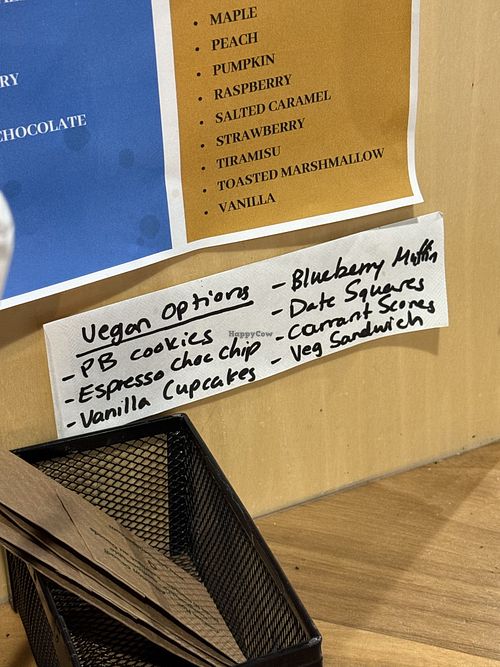 vegan options listed   at Copper Kettle Coffee House in Thunder Bay