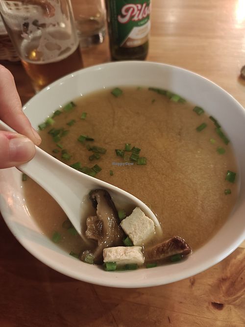 Miso soup at Om Asían Restobar in Cuzco