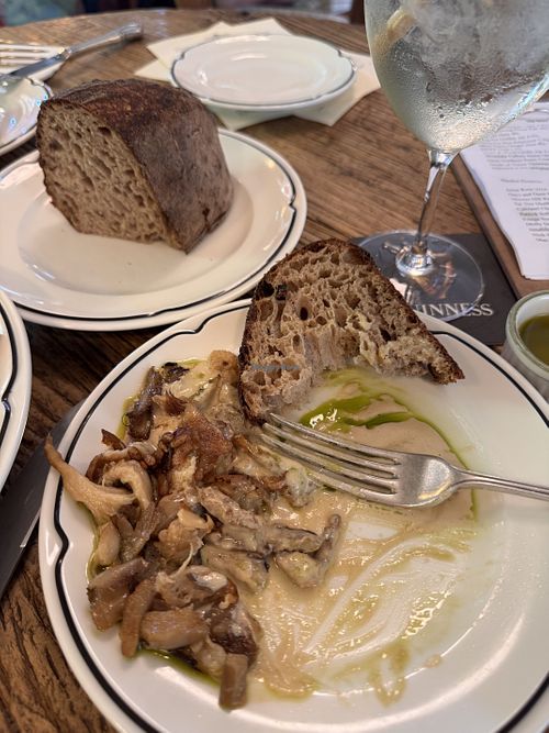Farm mushrooms and cashew cream with fresh bread. Absolutely divine, I will come and gave again!   at Kin Kin Hotel in Kin Kin