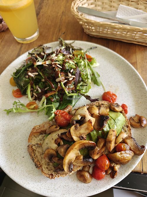 Avocado toast on compesino bread at Migas del Valle in Cuzco