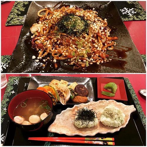 Their noodles and the vegan platter at Art Cafe ELK in Hiroshima