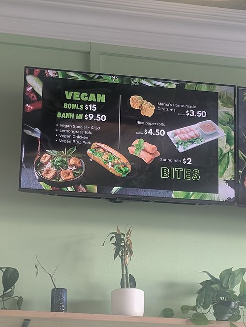 Vegan menu at Saigon Bites in Thornbury