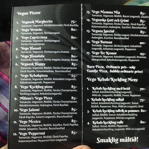 vegan at Pizzeria Milano in Jonkoping