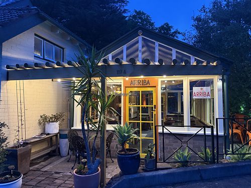 Exterior entrance from the Baptist Church Car park   at Taqueria Arriba in New York