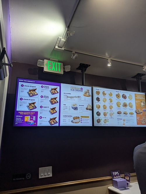 Menu board at Insomnia Cookies in Reno