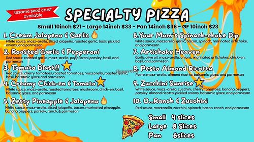 Specialty menu at Love Amaro Pizzeria in Fontana