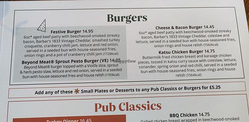 Menu at Wig & Pen in England