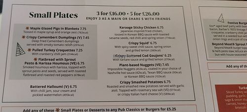 Menu at Wig & Pen in England