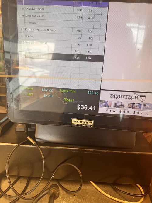 Receipt   at New Spiceland Restaurant: Take-out, Catering & Bakery in Toronto