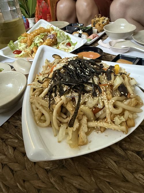 Udon and fried mushrooms  at Color Me Vegan in Phan Rang