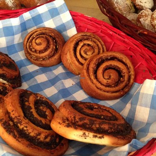 Vegan cinnamon rolls and chocolate rolls at Seeds in Tel Aviv