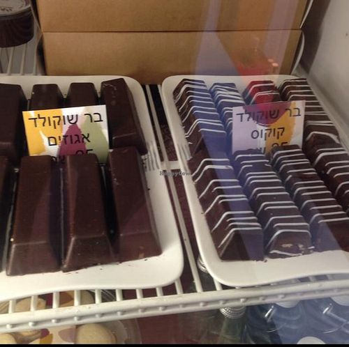 Vegan chocolate bars at Seeds in Tel Aviv