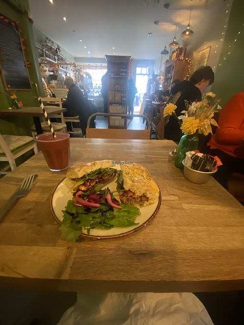 Mushroom and tofu foccacia   at Mannettis in York