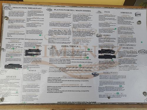 Menu at Jimenez Bakery & Coffee Shop in Monteverde