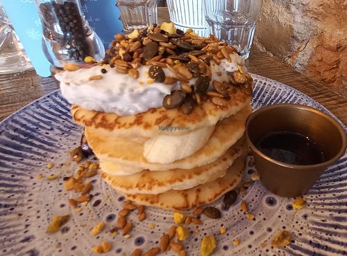 Chia jam pancakes at Megan's on King Street (Twickenham) in Twickenham