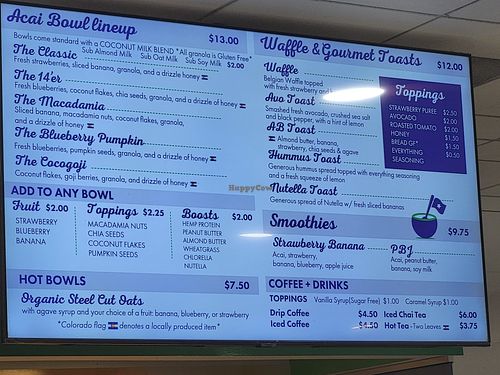 Menu as of 12/2025 at Superfruit Republic Terminal C in Denver