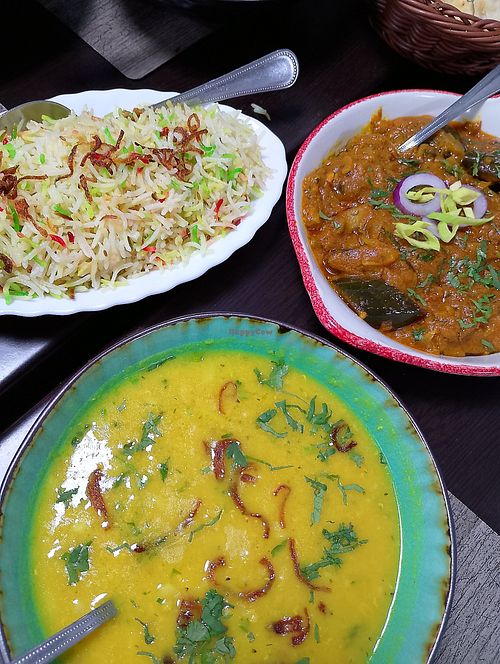 Arroz, berenjenas, lentejas rojas at Kashmir Indian Restaurant  in Comunidad De Madrid