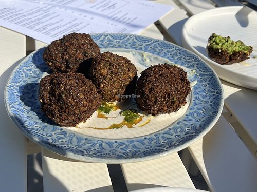 The Falafel and hummus are some of the best you will have in this region of the world.          Lots of vegan option and some dishes can be accommodated to be vegan.  at Ezov in Austin