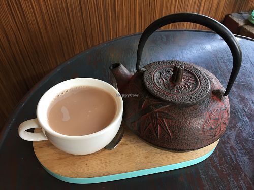 Pot of soy chai at Radhey Chai Bar in Fitzroy