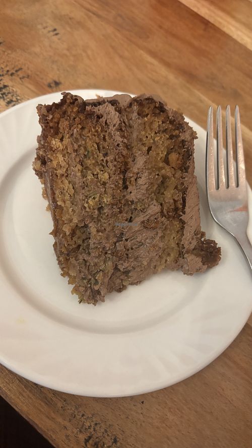 Vegan cake. Chocolate, zucchini and banana cake. Very nice!  at Radhey Chai Bar in Fitzroy