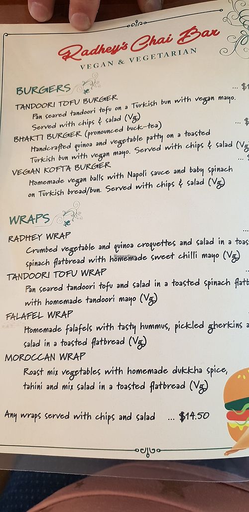 Same but different looking menu at Radhey Chai Bar in Fitzroy
