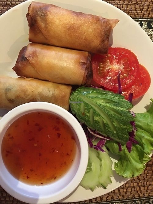 homemade veggie spring rolls at Arun at Samui in Koh Samui