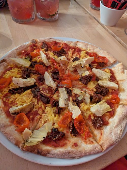 Vegan pizza at The Cliffe Lounge Bar & Kitchen in England