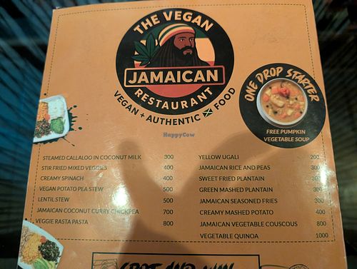 Veg section on the menu at The Vegan & Jamaican Restaurant in Nairobi County