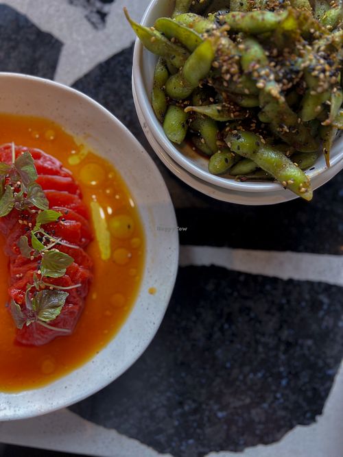 Edamame and Watermelon Sashimi   at Moonlight Japanese in Byron Bay