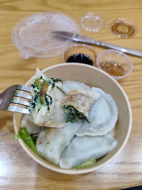 Polish dumplings with spinach and tofu at Polka in Doha