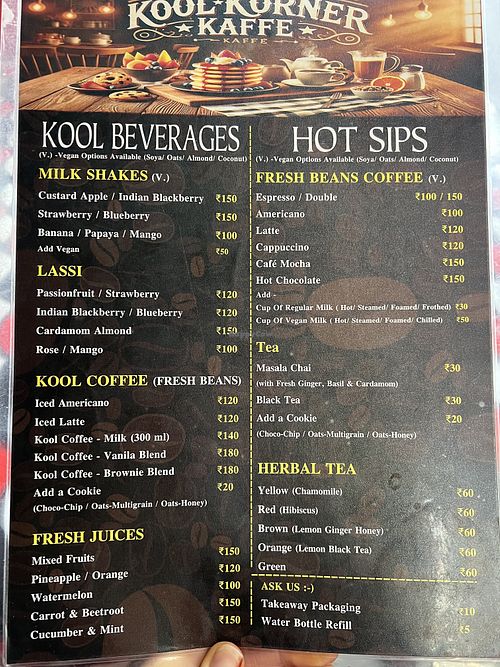 Menú 2  at Kool Korner Kaffe in Rajasthan