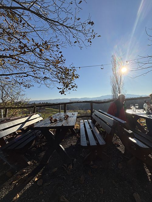 View and outdoor seating area  at Buschenschank Kremser Keller in Gleinstaetten