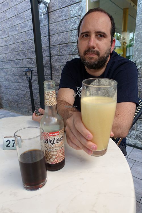 Beverages and my love :) at Loving Hut Pension in St Kanzian