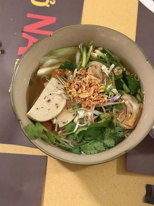 Mushroom broth soup with wontons  at Phở Na Vegi in Zurich