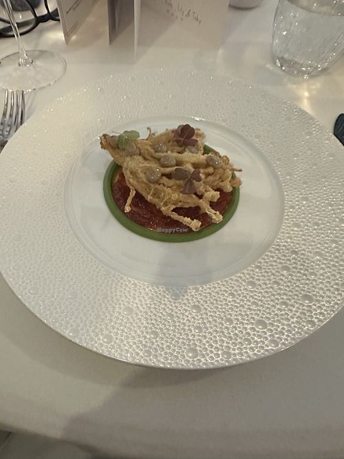 ENOKI TEMPURA
black garlic mayo, tomato chutney  at The Chubby Castor of the Fitzwilliam Arms in Peterborough